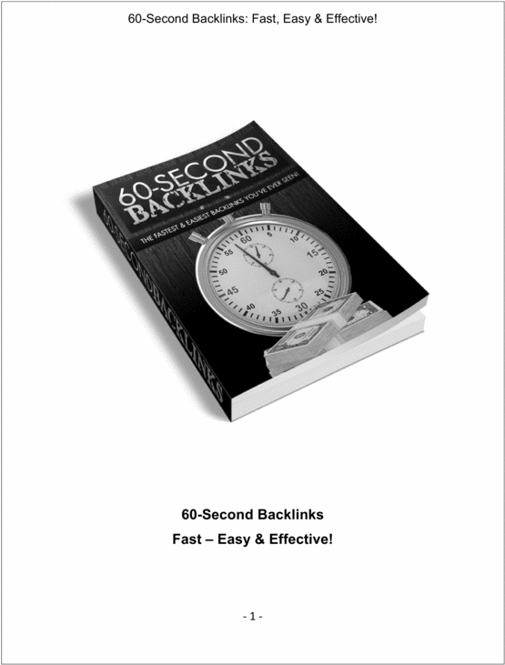 Product picture 60-Second Backlinks: Fast, Easy & Effective! PLR eBook